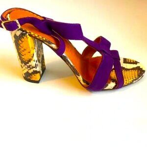 New INGA Savits Designer Italy Rare Snakeskin Slingback Sandal 6 MSRP $1790